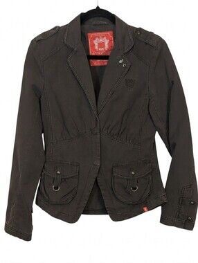 EDC by Esprit Brown Military Utility Blazer Jacket Fitted Cargo Gorpcore Size M